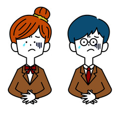 体調不良の学生男女