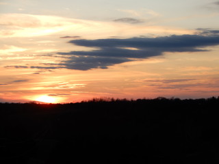 Fototapeta na wymiar Beautiful Golden Sunset With Clouds Background