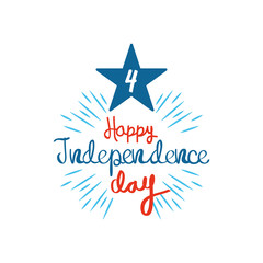 United Stated independence day concept, July 4th typographic design with star and burst, flat design