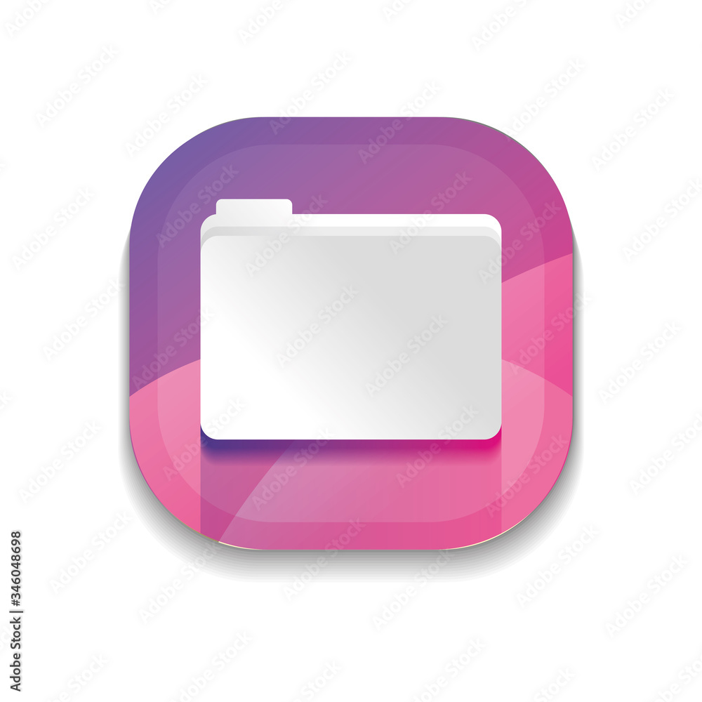 Poster mobile app buttons concept, document folder icon, detailed design