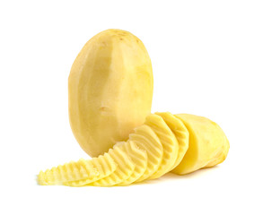 peeled potatoes isolated on white background