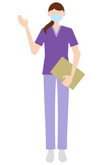 医療・看護の現場で働くマスクの女性のイラスト