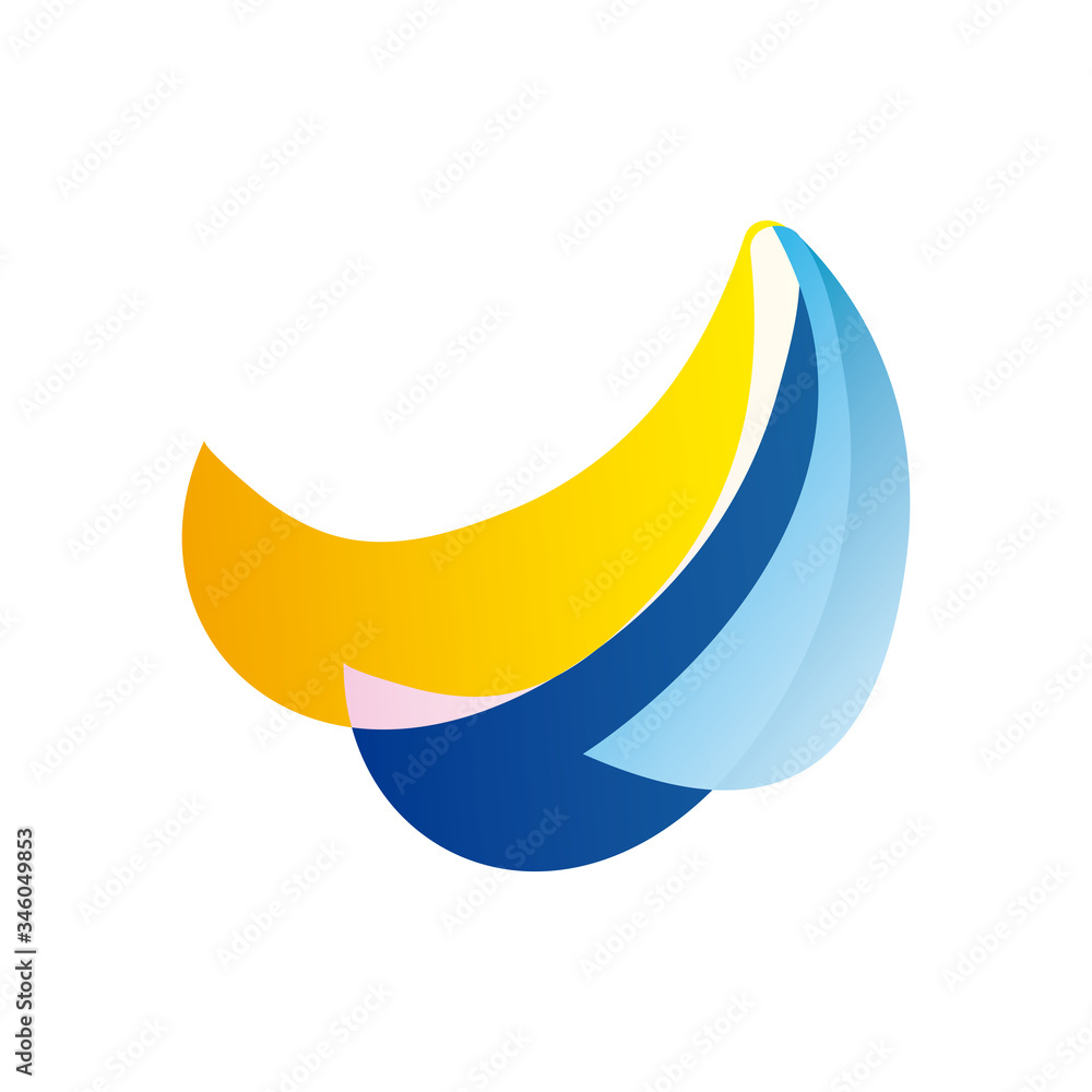 Poster abstract half moons shapes gradient style icon vector design