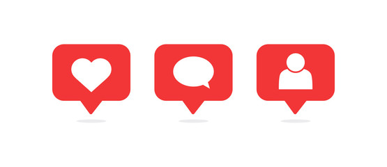 Social media notification icon. Follow, comment, like icon. Vector illustration