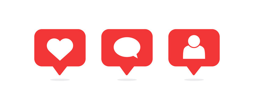 Social media notification icon. Follow, comment, like icon. Vector illustration