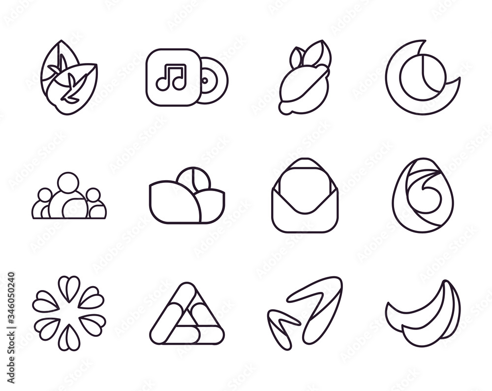 Poster abstract shapes line style icon set vector design
