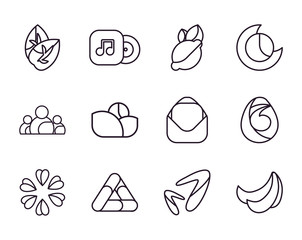 Abstract shapes line style icon set vector design