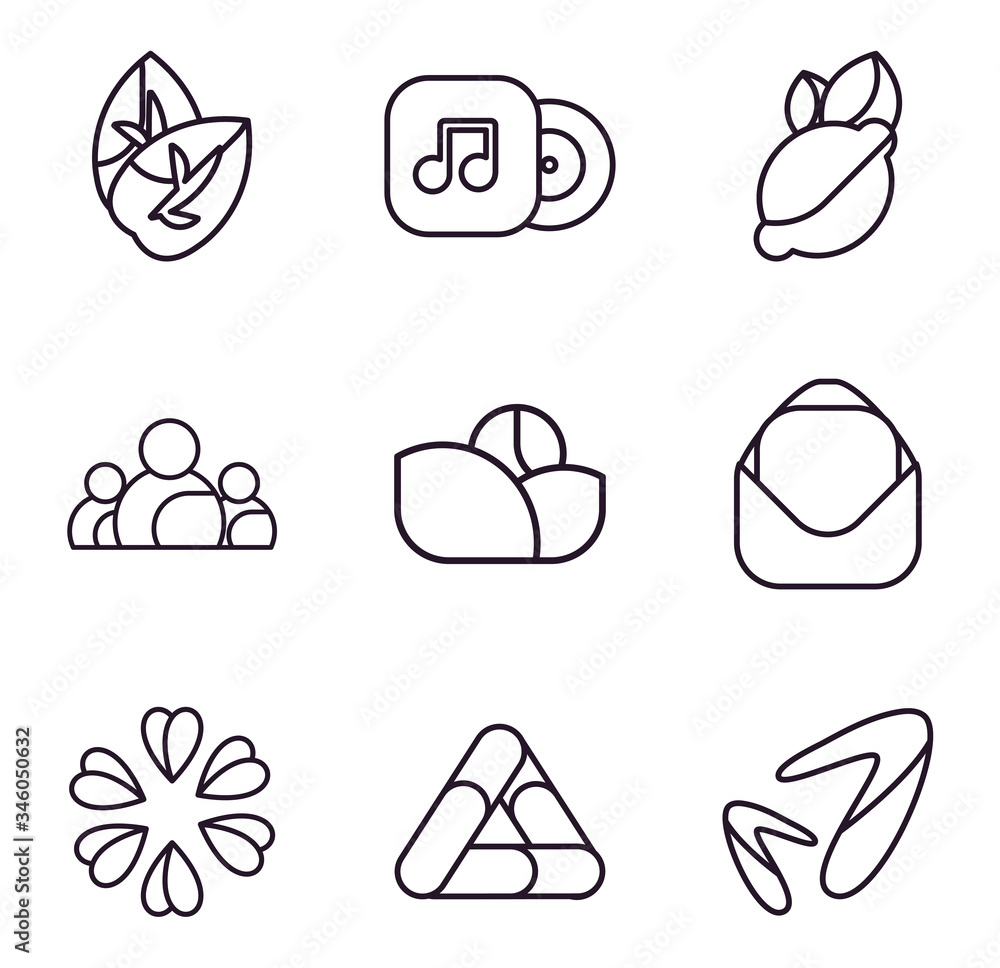 Poster abstract shapes line style icon set vector design
