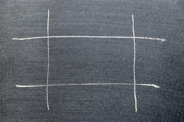 White color chalk hand drawing in square shape on black board background