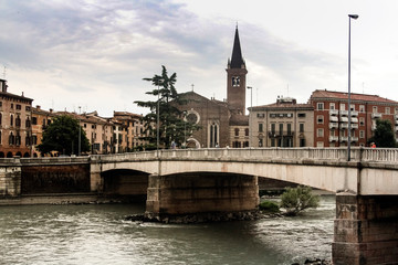 View Of Verona Town With Adige River