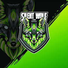 Green wolves mascot esport logo design