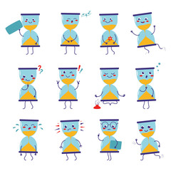 Transparent sandglass, time hourglass, sandclock.