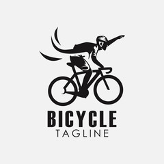 Fototapeta na wymiar Minimalist retro bicycle, mountain bike, downhill sport logo design vector template