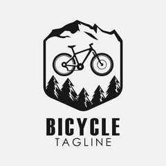 Minimalist retro bicycle, mountain bike, downhill sport logo design vector template