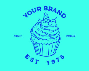 Hand drawn Cupcake Vector Illustration. Ice cream.
