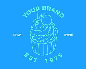 Hand drawn Cupcake Vector Illustration. Ice cream.