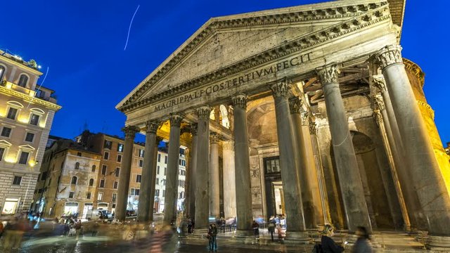 The Pantheon (meaning "Temple of all the gods") is a building in Rome. It was originally built as a temple to the gods of Ancient Rome time lapse hyperlapse video old town rome city italy.