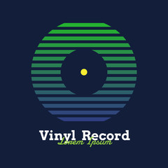 vinyl record music line gradient design vector illustration with blue background graphic