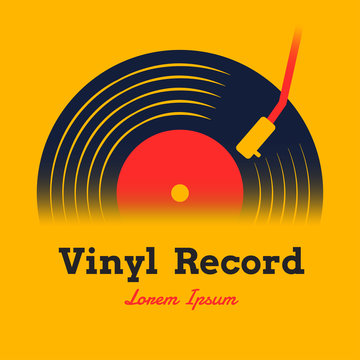 vinyl record music design vector illustration with yellow background graphic