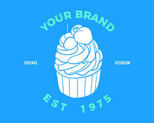 Hand drawn Cupcake Vector Illustration. Ice cream
