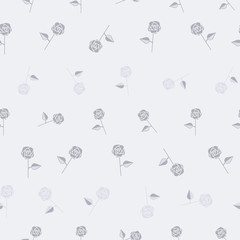 grey white scatter rose seamless print background design