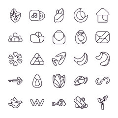 Obraz premium Abstract shapes line style icon set vector design