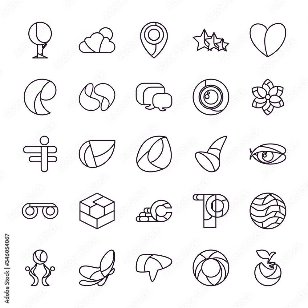 Poster abstract shapes line style icon set vector design