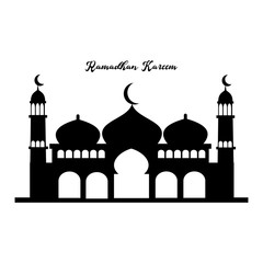 Mosque silhouette in vector form. Can be used to welcome Ramadan or be a part of Muslim children's books, banner poster. Mosque silhouette graphic illustration. Mosque basic element graphic resources.
