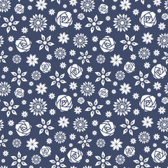Obraz premium navy white scatter ditsy seamless print background design