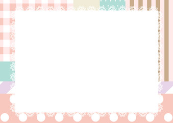 レースフレーム　パッチワーク背景