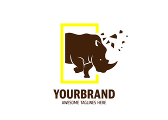 Obraz premium powerful angry rhino creative logo concept vector illustration