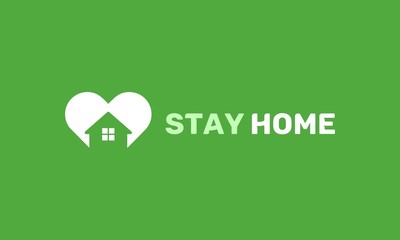 Stay home quote text, hash tag or hashtag. Coronavirus COVID 19 protection logo, Stay at home slogan with house and heart vector
