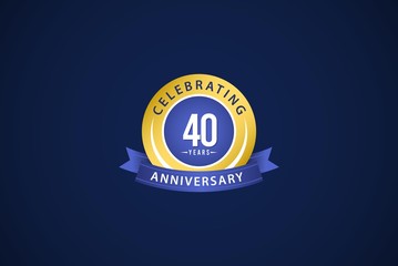 40 Years Anniversary Celebrating Blue Logo Vector Template Design Illustration