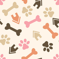 Colorful Paw print seamless pattern background.