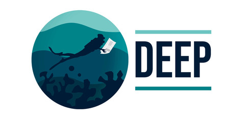 logo de un buceador leyendo el periodico  © Mateo