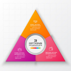 Business concept design with triangle and 3 options,Infographic template can be used for presentation,Vector illustration.