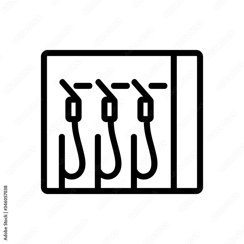 Poster rack with refueling guns icon vector. rack with refueling guns sign. isolated contour symbol illustr