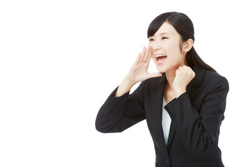 女性　ビジネス　白バック