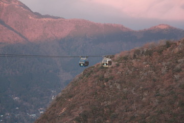 Ropeway going through the mountains