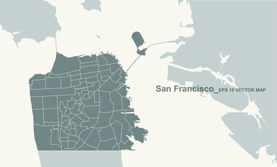 san francisco map. vector city map of san francisco, california, usa.