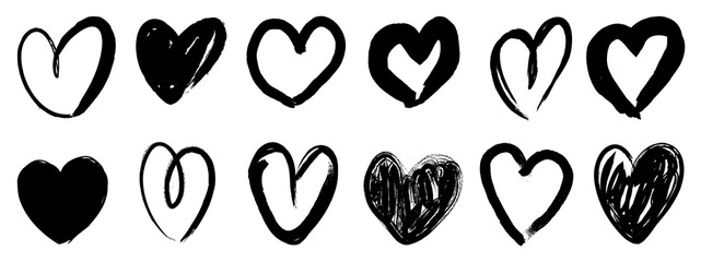 Heart icons set. Hand drawn hearts doodles collection. Medical health care and  love passion concept. Romance and love icon vector illustrations.