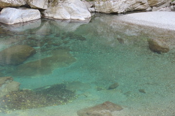 water flowing into the river