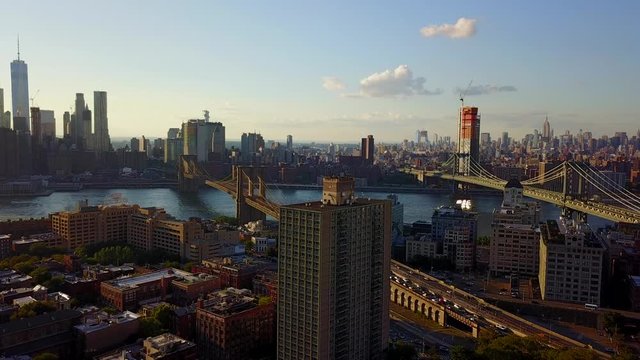 Crane Shot of Brooklyn and Manhattan Bridge