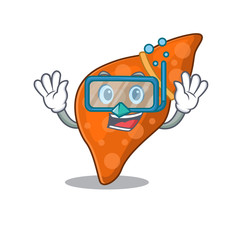 Human hepatic liver mascot design concept wearing diving glasses