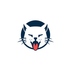 Cats head logo template, pet shop logo design, silhouette of cat face logo