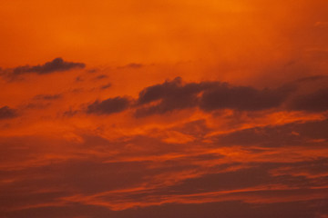 red sky with clouds