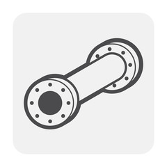 Pipe vector icon. Connection by flange fitting. Part for pipeline construction to transportation water, oil and gas. Also for water supply infrastructure, wastewater treatment, plumbing and irrigation