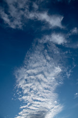 Naklejka na ściany i meble Blue sky with white and gray clouds