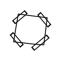 note with tapes at the corners, line style
