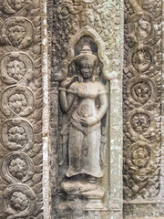 Devata on the wall of  Ta Prohm Temple - Siem Reap, Cambodia